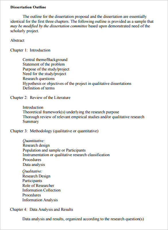 6+ Dissertation Outline Template DOC, PDF