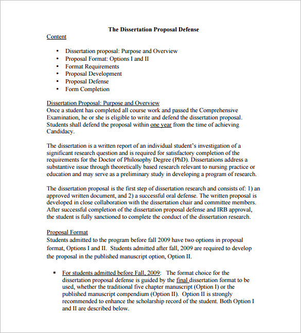 dissertation proposal defense format download