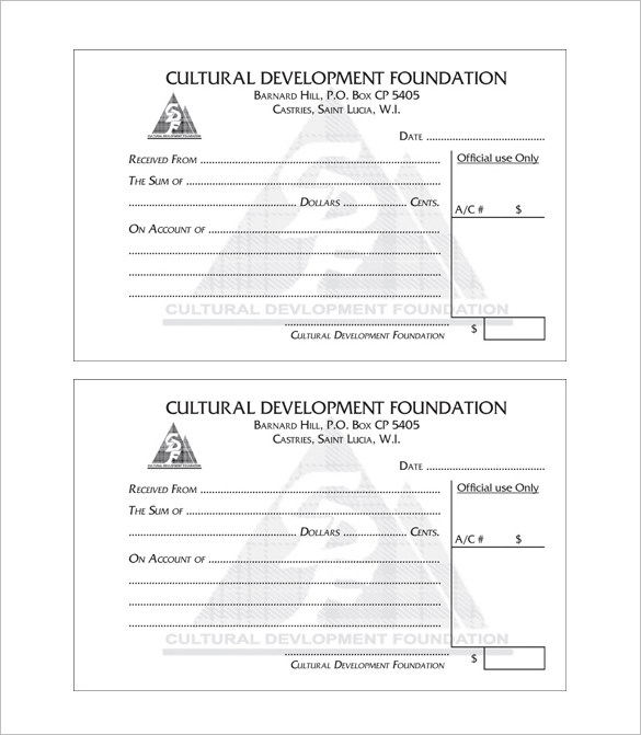 donation receipt book template download