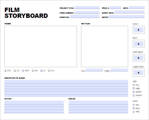 download free storyboard template for film and video project