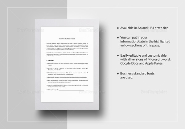 editable-marketing-strategies-checklist