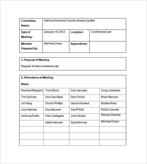 education project meeting minutes template