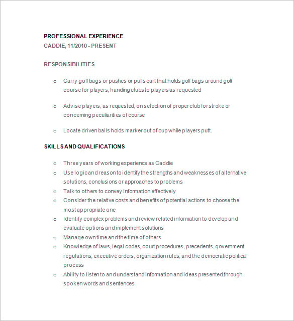 electric golf caddy resume template