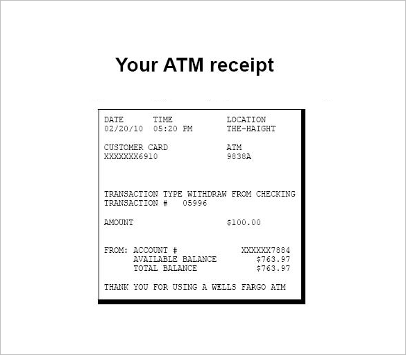 Atm Receipt Template