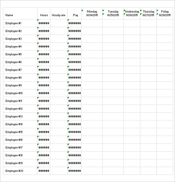 employee schedule template for organization