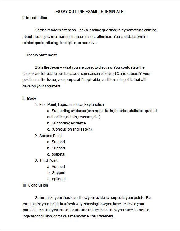 essay outline word template