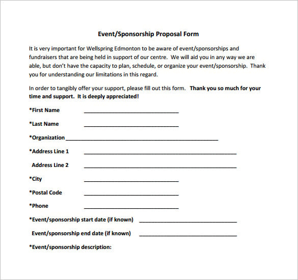 Sponsorship Form Template Free Printable Ms Word Format