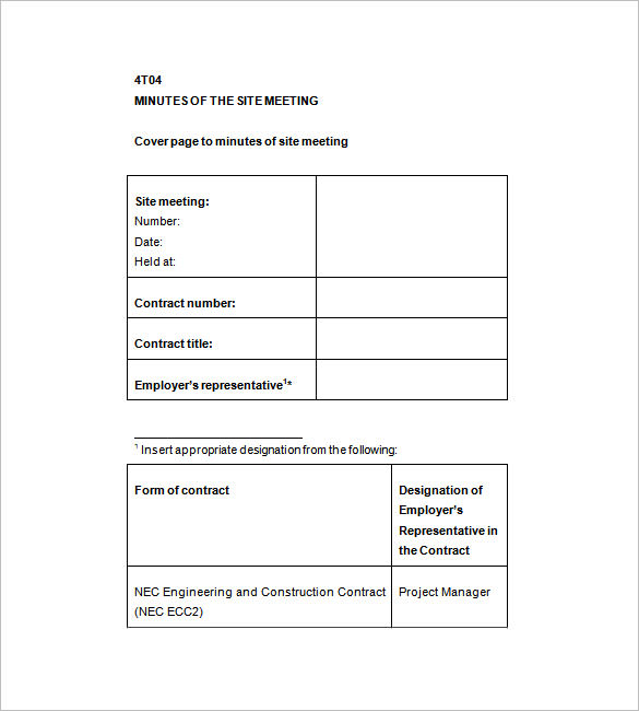 example of construction meeting minutes template