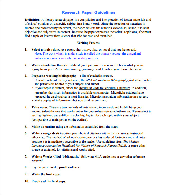 Sample research paper free download