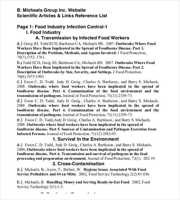 example of website reference list