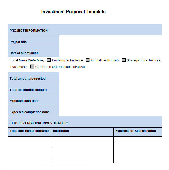 example of a investment proposal