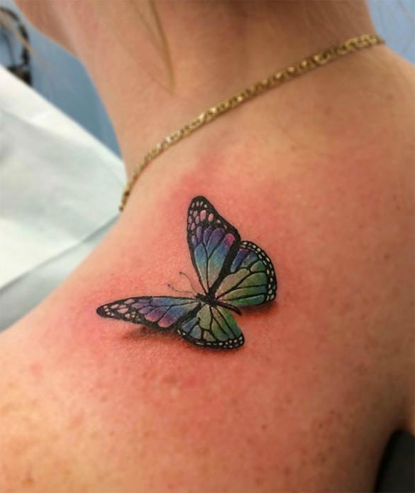 excellent 3d butterfly tattoo design