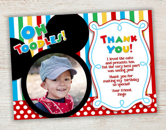  Free Mickey Mouse Thank You Card Template Printable Templates
