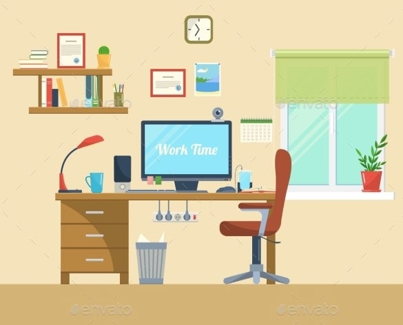 flat illustration of modern office