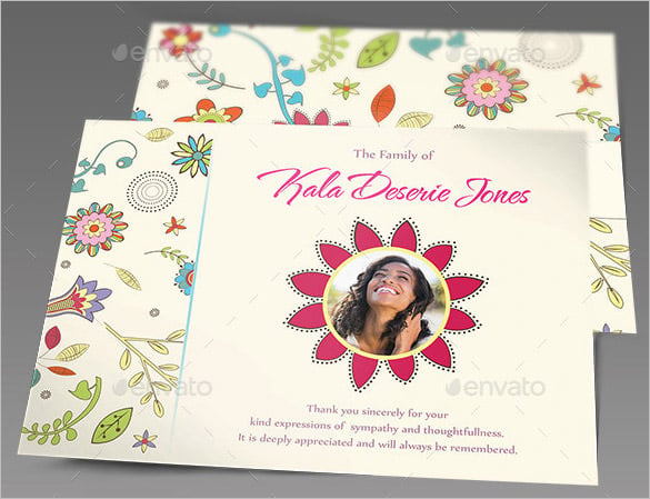 floral dreams funeral thank you card