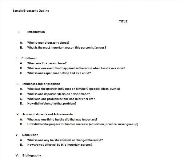 free biography outline template download
