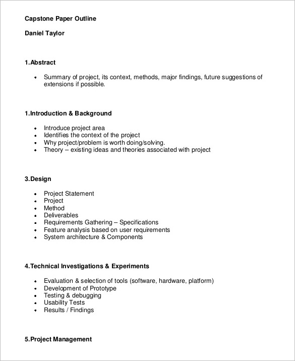 sample capstone project outline