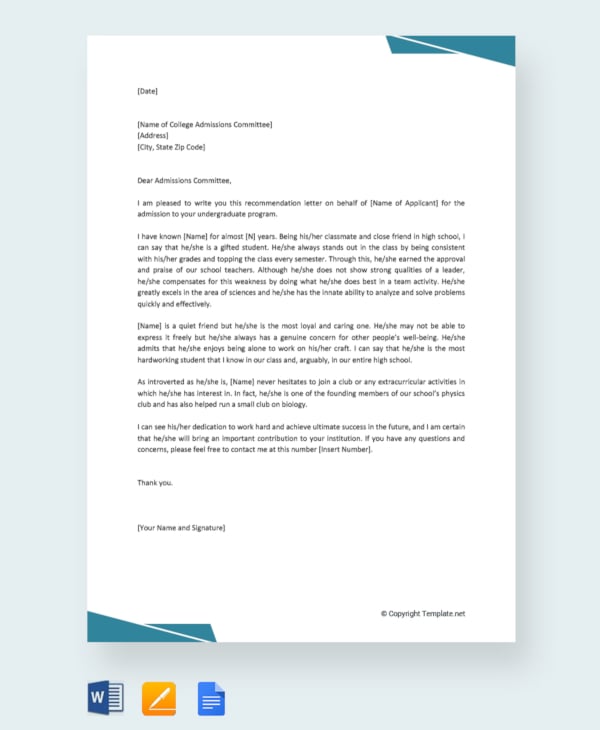 Recommendation Letter For A Friend Pdf from images.template.net