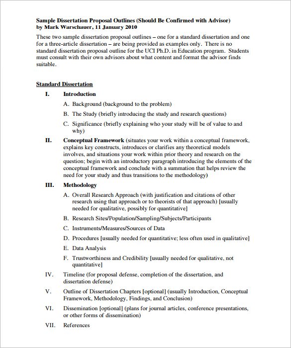 Dissertation proposals format