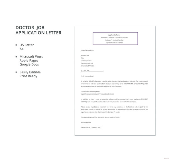 application letter for doctor example