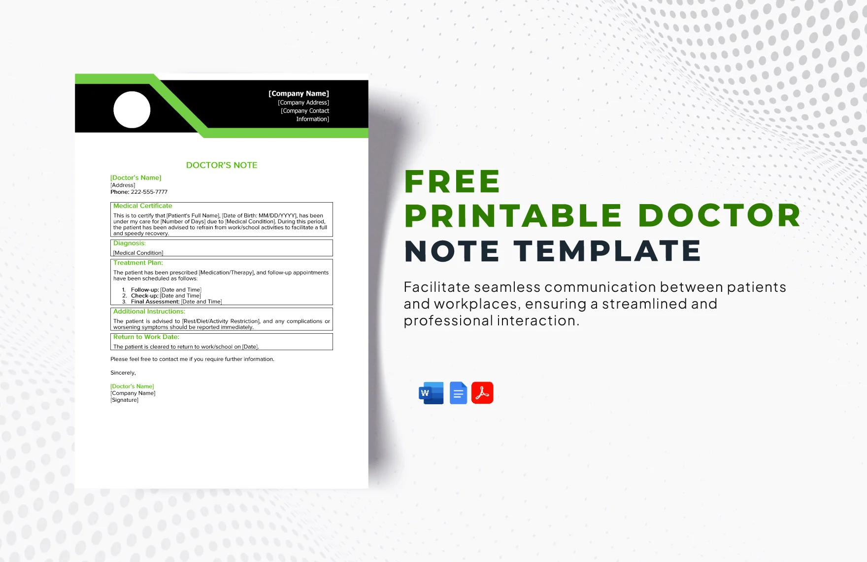 free doctor note template