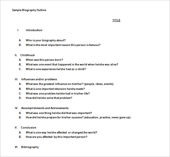 biography outline format