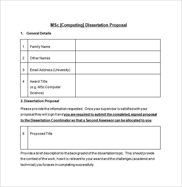 free download msc dissertation proposal word