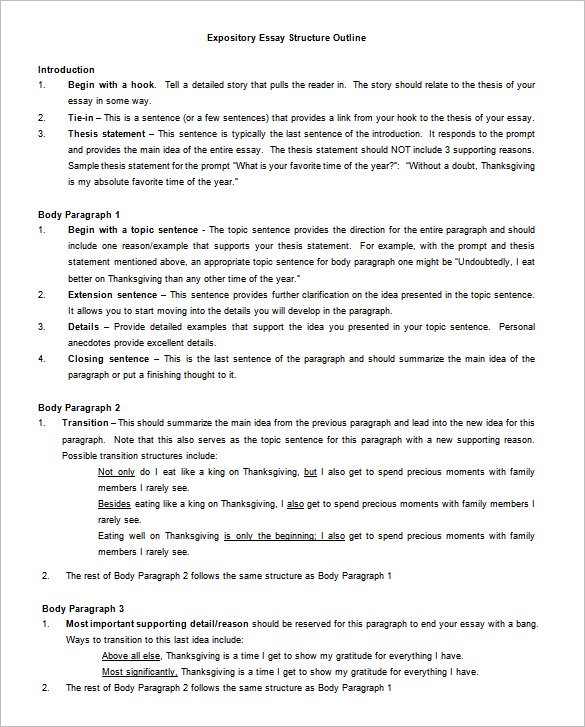 free expository essay outline template word doc