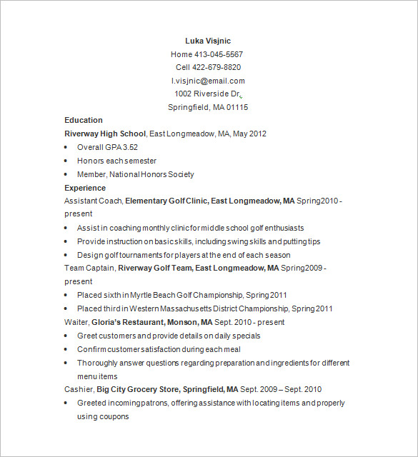 free golf caddy resume sample