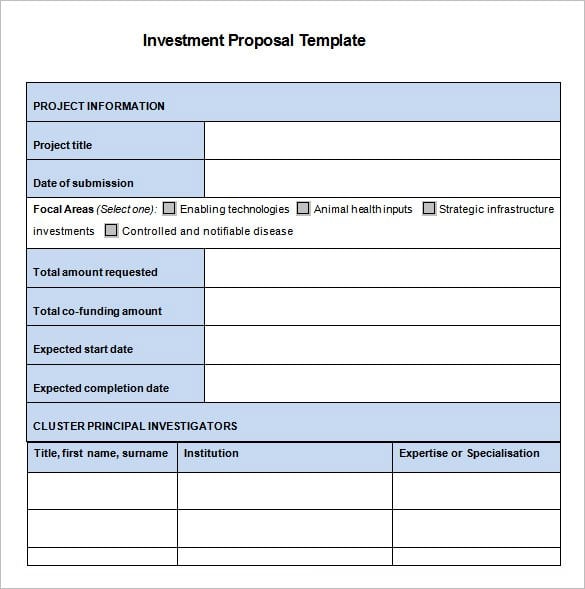 free investment proposal word download