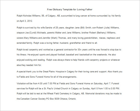 15+ Obituary Templates for Father - Free Word, Excel, PDF, PSD Format