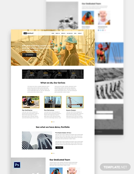 free one page construction website template