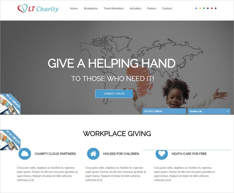 Free One Page Responsive Non Profit Template 788x650