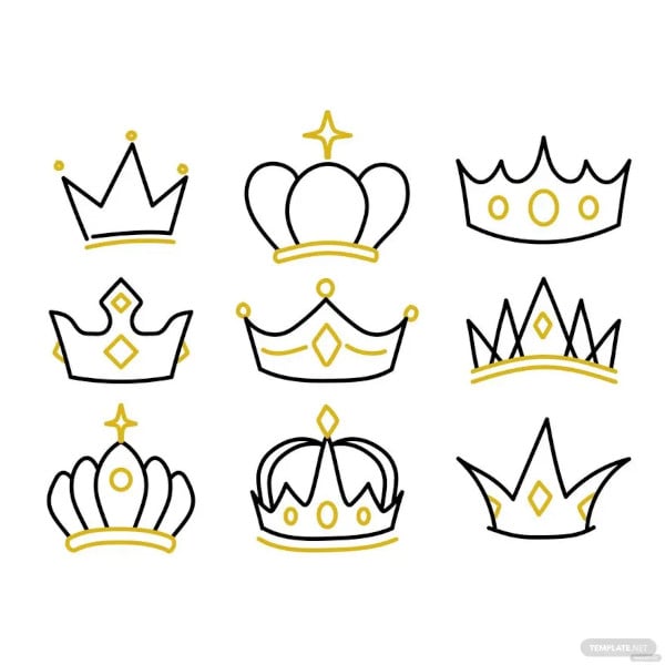 free paper crown doodle template
