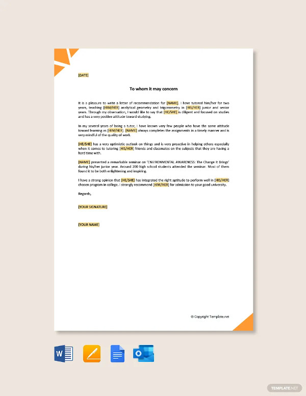 16+ College Recommendation Letter Templates & Samples - DOC, PDF