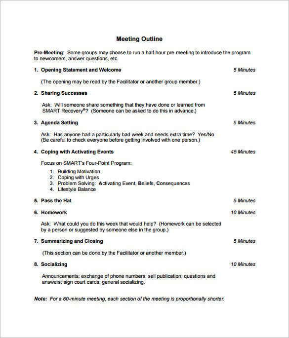 free sample recommended meeting minutes outline template