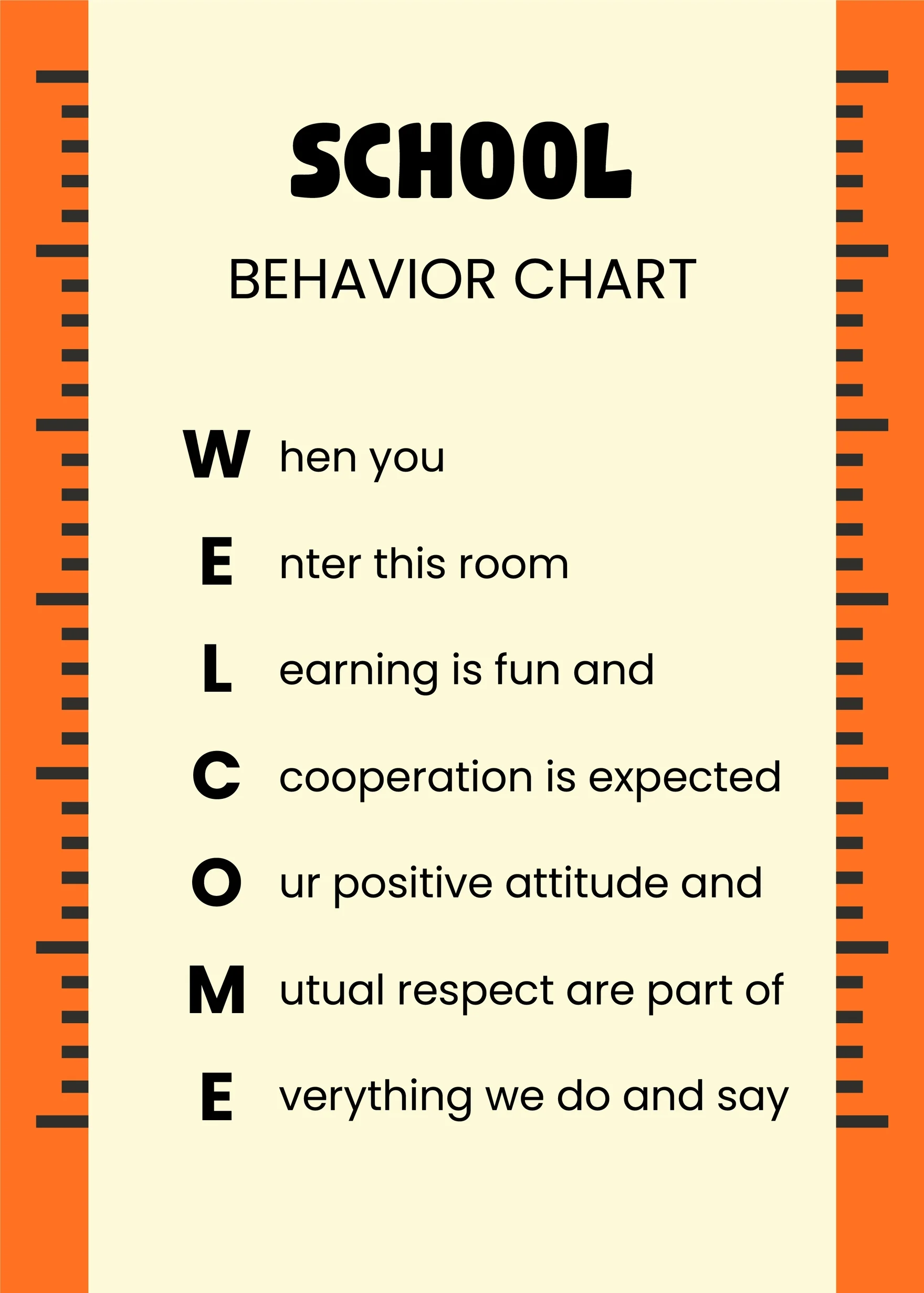 free school behavior chart template