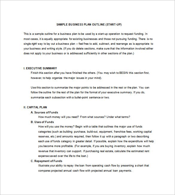 free small business plan outline template download