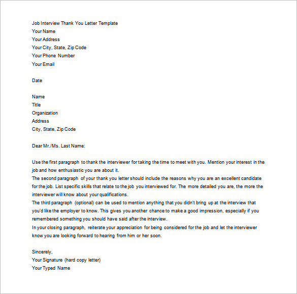 free thank you letter template word doc