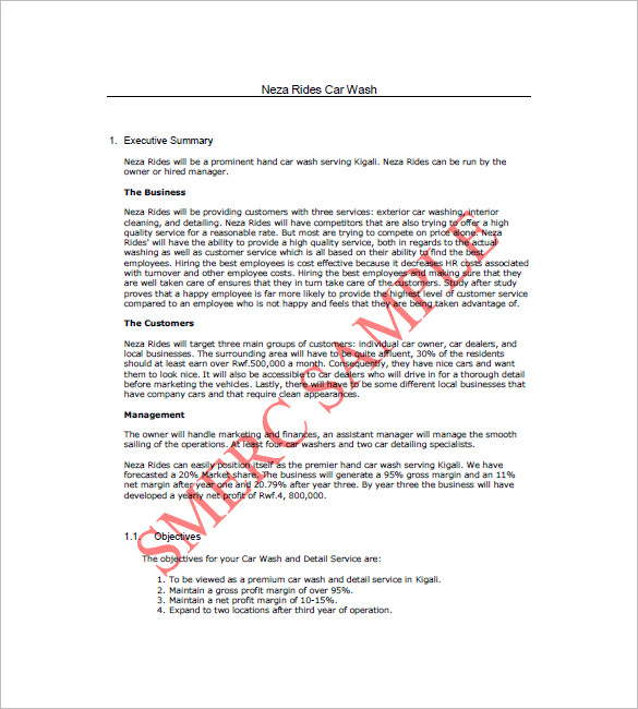 example of car wash business plan pdf