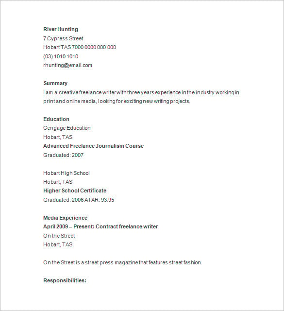 Resume Template For Writers from images.template.net
