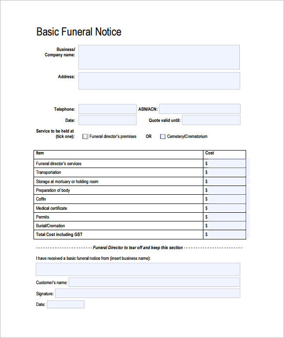 Funeral Notice Template 13+ Free Word, Excel, PDF, PSD Format Download!