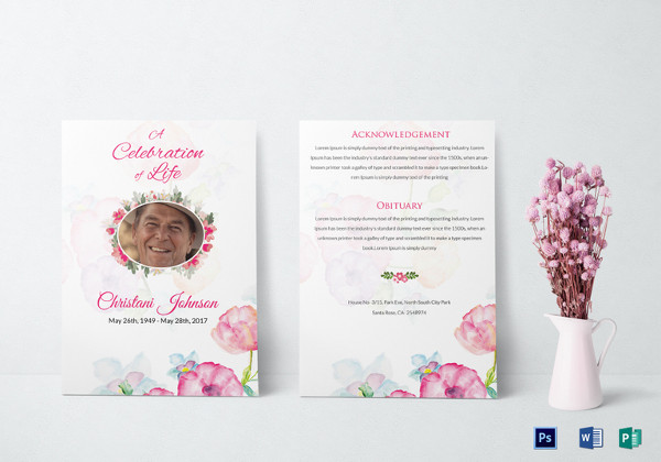 funeral obituary invitation card template