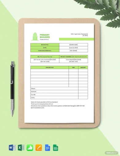 general contractor invoice template