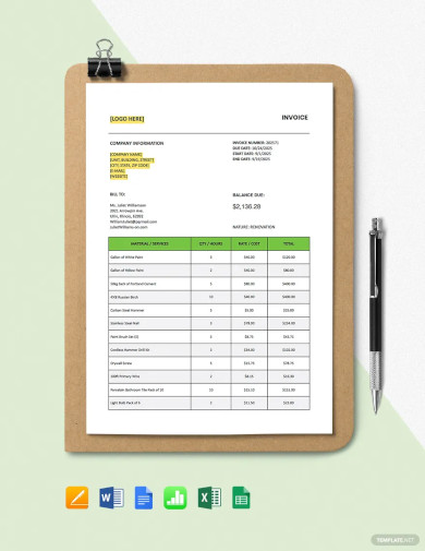 general tax calculation invoice template