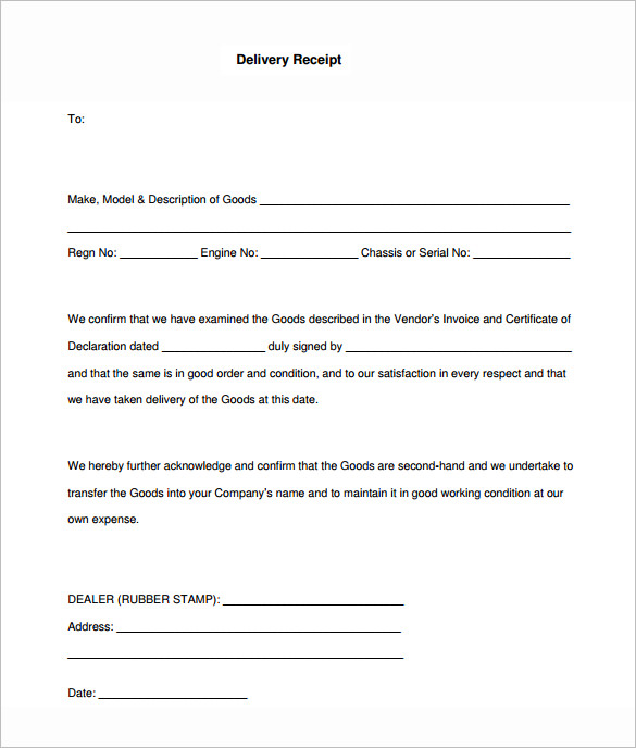 16+ Delivery Receipt Templates DOC, PDF, Excel