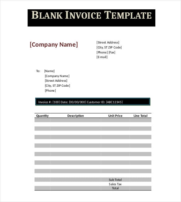google blank invoice template