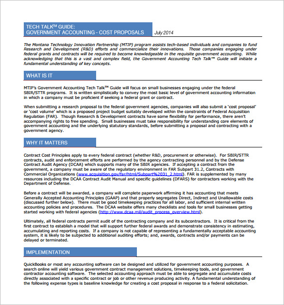 government cost proposal pdf template