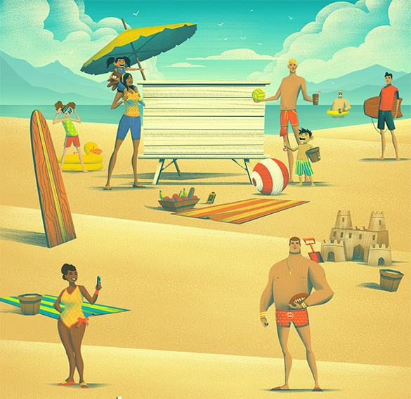 great big family reunion summer illustration