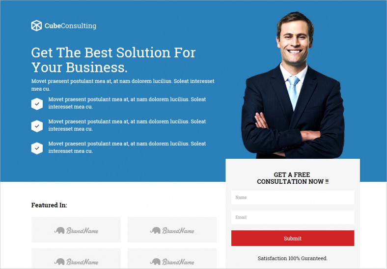 html landing page template for consulting business 788x549